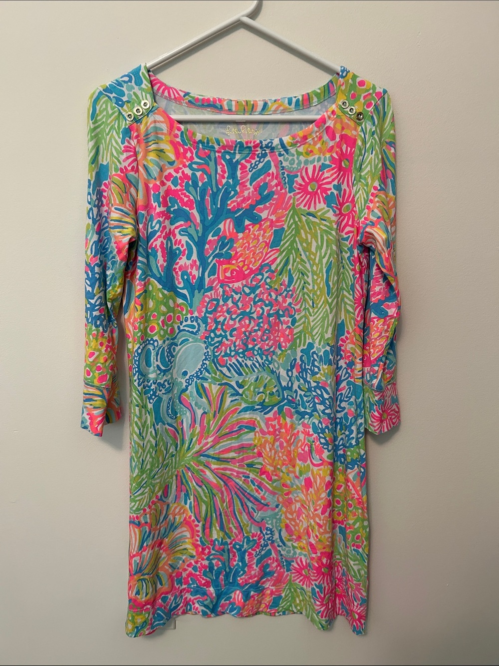 Lilly Pulitzer Coral Reef Multicolor Three-Quarter Sleeve Dress